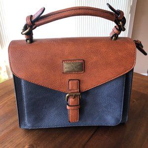 Navy Blue and Deep Tan Handbag